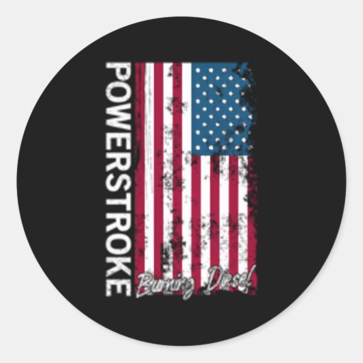 Powerstroke Burning Diesel Amerikaanse Vlag USA Ronde Sticker (Voorkant)