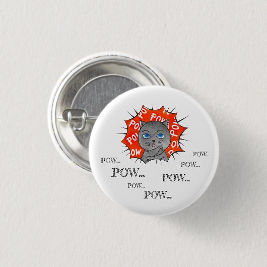 POWPOWCat-Canvas tas Ronde Button 3,2 Cm (Voorkant /achterkant)