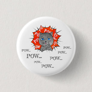POWPOWCat-Canvas tas Ronde Button 3,2 Cm