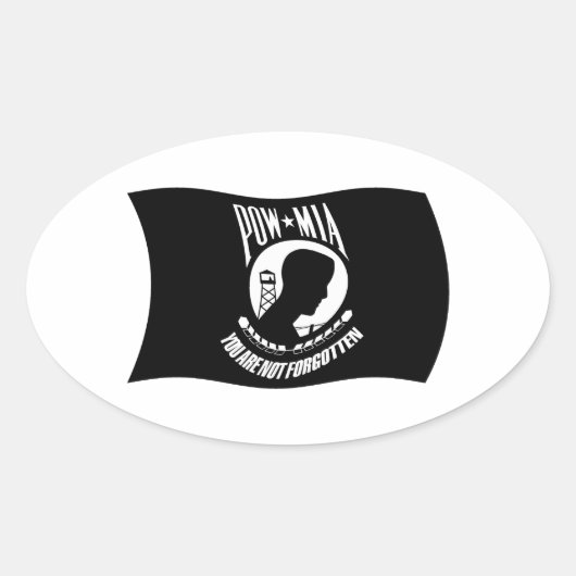 POW's & MIA's Vlagsticker Ovale Sticker (Voorkant)