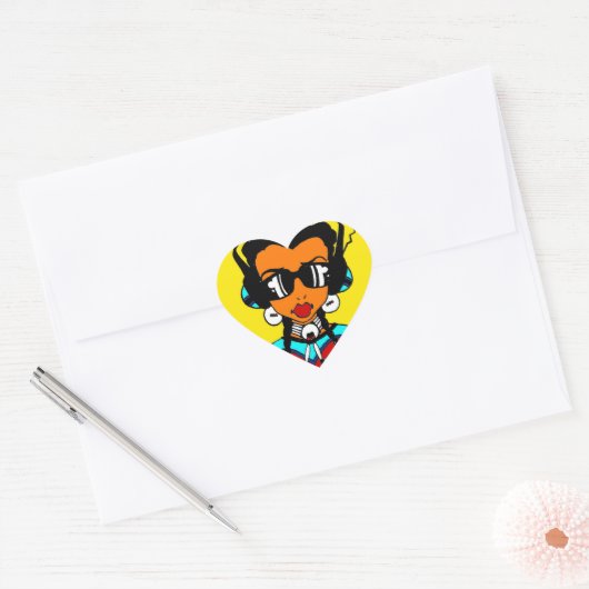 Powwow Meisje Hart Sticker (Envelop)