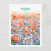 Poznan Polen Beroemde reis Waterverf schets Briefkaart (Voorkant)