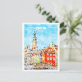 Poznan Polen Beroemde reis Waterverf schets Briefkaart (Staand voorkant)