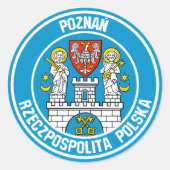 Poznań Round Emblem Ronde Sticker (Voorkant)