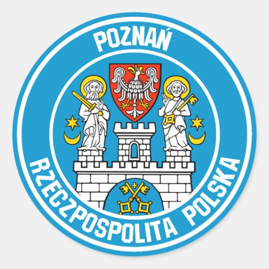 Poznań Round Emblem Ronde Sticker (Voorkant)