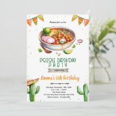 Pozole verjaardagsfeest uitnodiging (Staand voorkant)