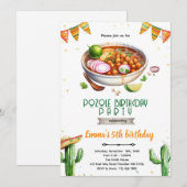 Pozole verjaardagsfeest uitnodiging (Voorkant / Achterkant)