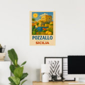 Pozzallo Sicilia featuring La Torre Cabrera Poster (Thuiskantoor)