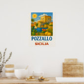 Pozzallo Sicilia met La Torre Cabrera Poster (Keuken)