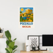 Pozzallo Sicilia met La Torre Cabrera Poster (Thuiskantoor)
