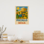 Pozzallo Sicilia met La Torre Cabrera Poster (Keuken)