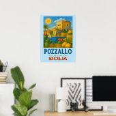 Pozzallo Sicilia met La Torre Cabrera Poster (Thuiskantoor)