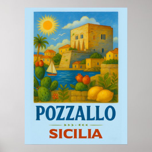 Pozzallo Sicilia met La Torre Cabrera Poster (Voorkant)