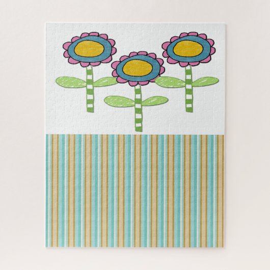 Pozzels Stripe Flowers Floral Legpuzzel (Verticaal)