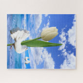 Pozzels White Dove Sky Ocean Beach House Tulip Legpuzzel (Horizontaal)