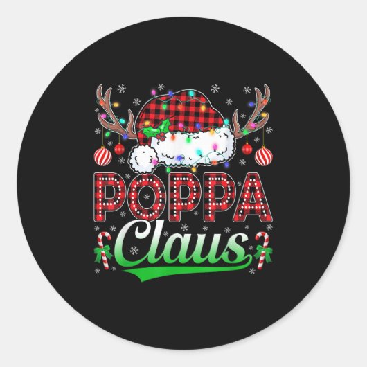 Ppa Claus Christmas Lights Matching Family Xmas Pa Ronde Sticker (Voorkant)