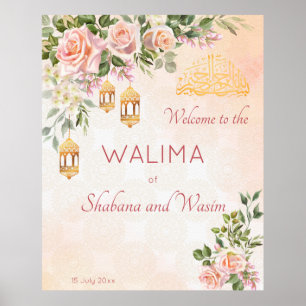 Ppastelroomrozen Marokkaanse lantaarns welkom Poster