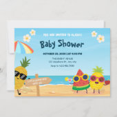PPlayful summer beach cartoon fruit baby shower Kaart (Voorkant)