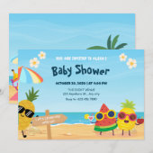 PPlayful summer beach cartoon fruit baby shower Kaart (Voorkant / Achterkant)