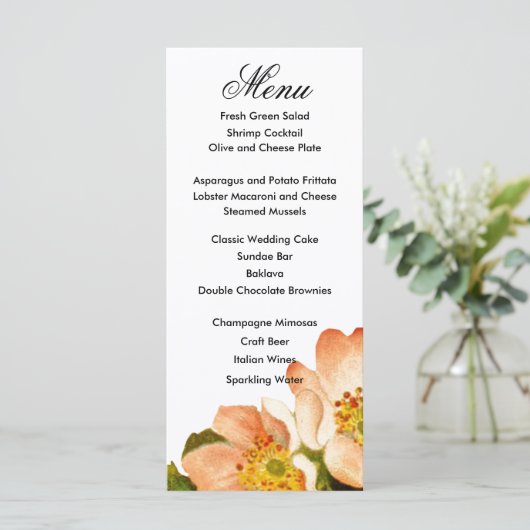 Pple Blossom Waterverf Stems Wedding Menu (Staand voorkant)