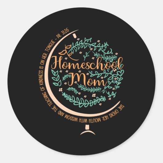 PR 3126 Christelijke Homeschool Moeder Ronde Sticker (Voorkant)