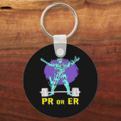 PR of ER Gym Gewichtheffen Bodybuilding Spierbouw Sleutelhanger (Voorkant)