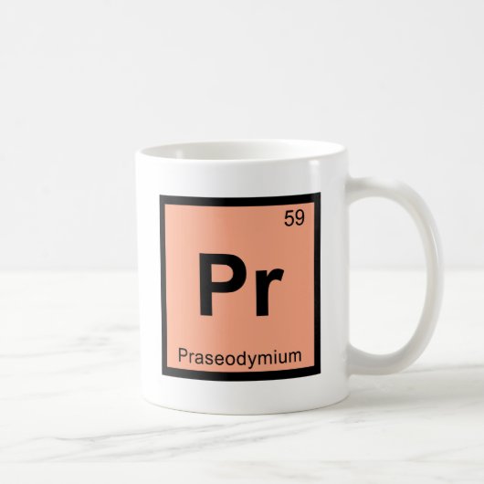 Pr - Praseodymium Chemistry Periodic Table Symbol Koffiemok (Rechts)