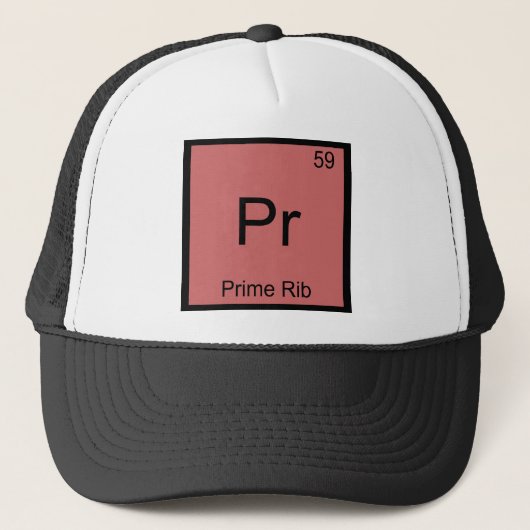 Pr - Prime Rib Grappig Chemie Element Symbool T-Sh Trucker Pet (Voorkant)