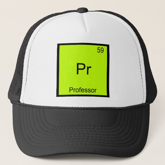 Pr - Professor Grappig Chemie Element Symbool T-sh Trucker Pet (Voorkant)