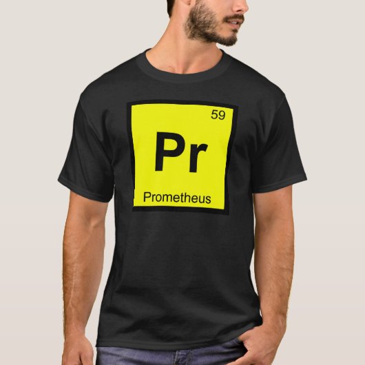 Pr - Prometheus Titan Chemistry Periodieke Tabel T-shirt (Voorkant)