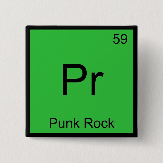 Pr - Punk Rock Grappige Chemie Element Symbool T-s Vierkante Button 5,1 Cm (Voorkant)
