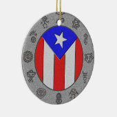 PR-vlag en petroglyphs Keramisch Ornament (Rechts)