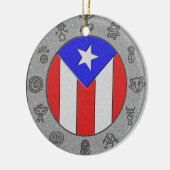 PR-vlag en petroglyphs Keramisch Ornament (Links)