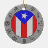 PR-vlag en petroglyphs Keramisch Ornament (Achterkant)