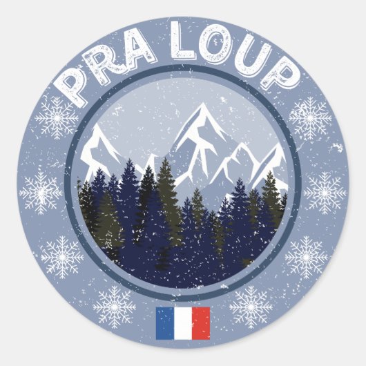 Pra-Loup skigebied Ronde Sticker (Voorkant)