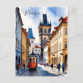 Praag aquarel kunst briefkaart
