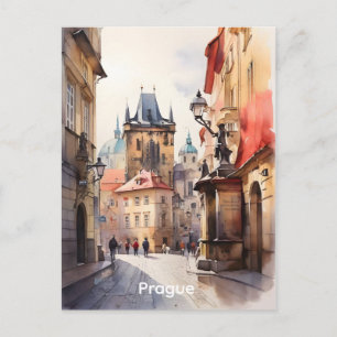 Praag aquarel kunst briefkaart