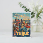 Praag Art Vintage Travel Briefkaart (Staand voorkant)