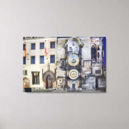 Praag astronomische klok nacht canvas