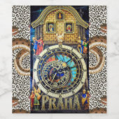 PRAAG ASTRONOMISCHE KLOK WIJN ETIKET (Enkel label)