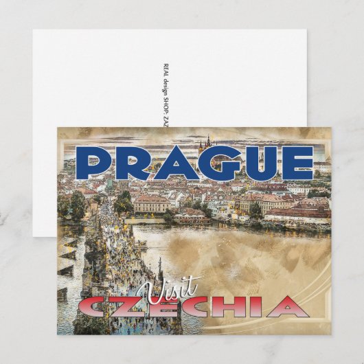 Praag, Bezoek Tsjechië... Briefkaart (Voorkant / Achterkant)