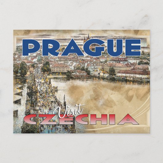 Praag, Bezoek Tsjechië... Briefkaart (Voorkant)