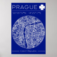 Praag Blueprint Stadkaart Poster Minimaal Wandkuns