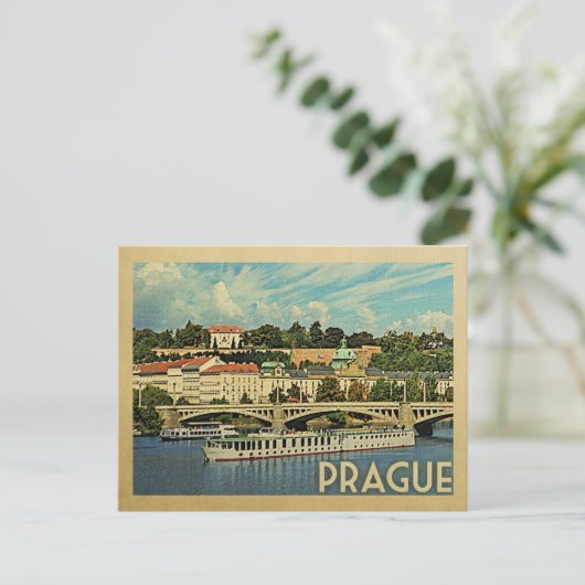 Praag Briefkaart Tsjechië Vintage Travel (Staand voorkant)