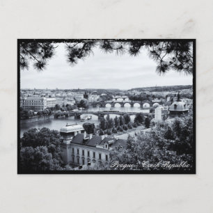 Praag - Brug, Vltava rivier Panorama, Tsjechië Briefkaart