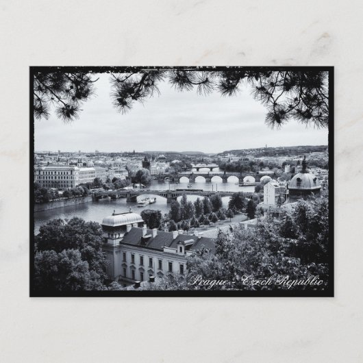 Praag - Brug, Vltava rivier Panorama, Tsjechië Briefkaart (Voorkant)