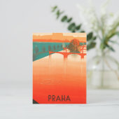 Praag, bruggen, oldtimers briefkaart (Staand voorkant)