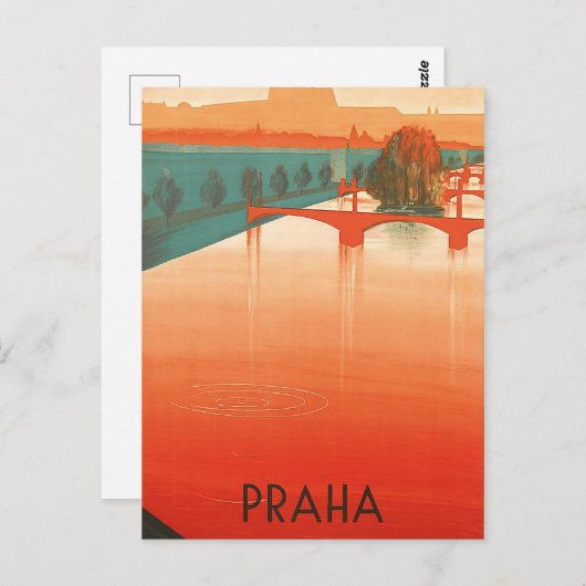 Praag, bruggen, oldtimers briefkaart (Voorkant / Achterkant)