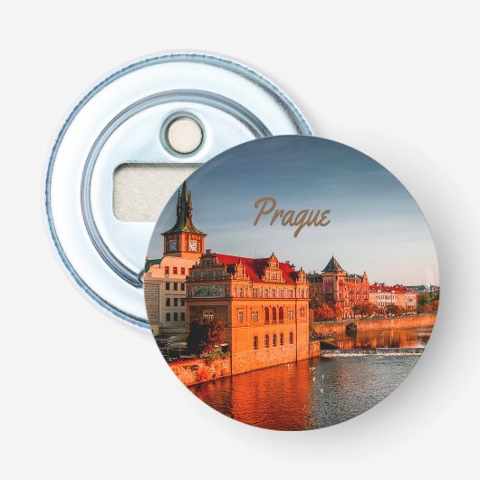 Praag Capital van de Tsjechische Republiek Button Flesopener (Voorkant)