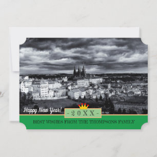 Praag Castle en gelukkig nieuwjaar! Kaart/Praha Feestdagenkaart